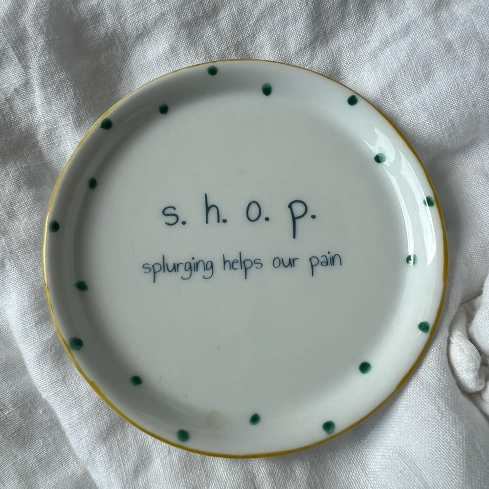 White Tray with Green Dots and Text